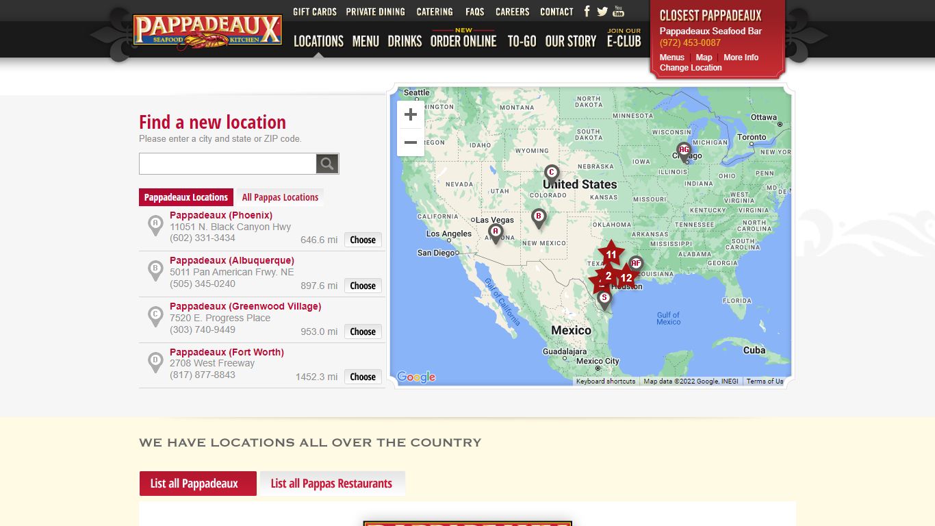 Pappadeaux Seafood Kitchen - Locations